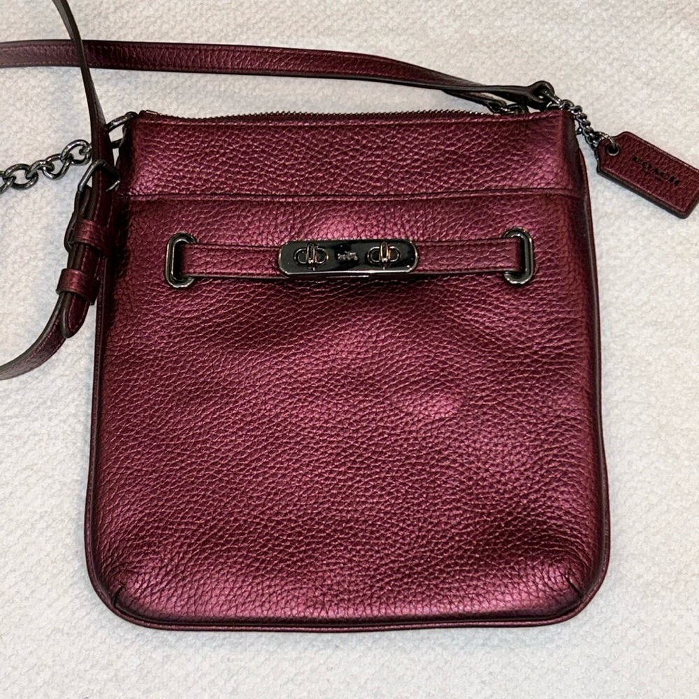 Metallic leather Coach crossbody